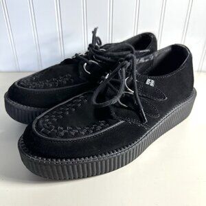 T.U.K Black Suede 2 Eye Mondo Sole Viva Creepers Size Mens 6, Womens 8 EMO